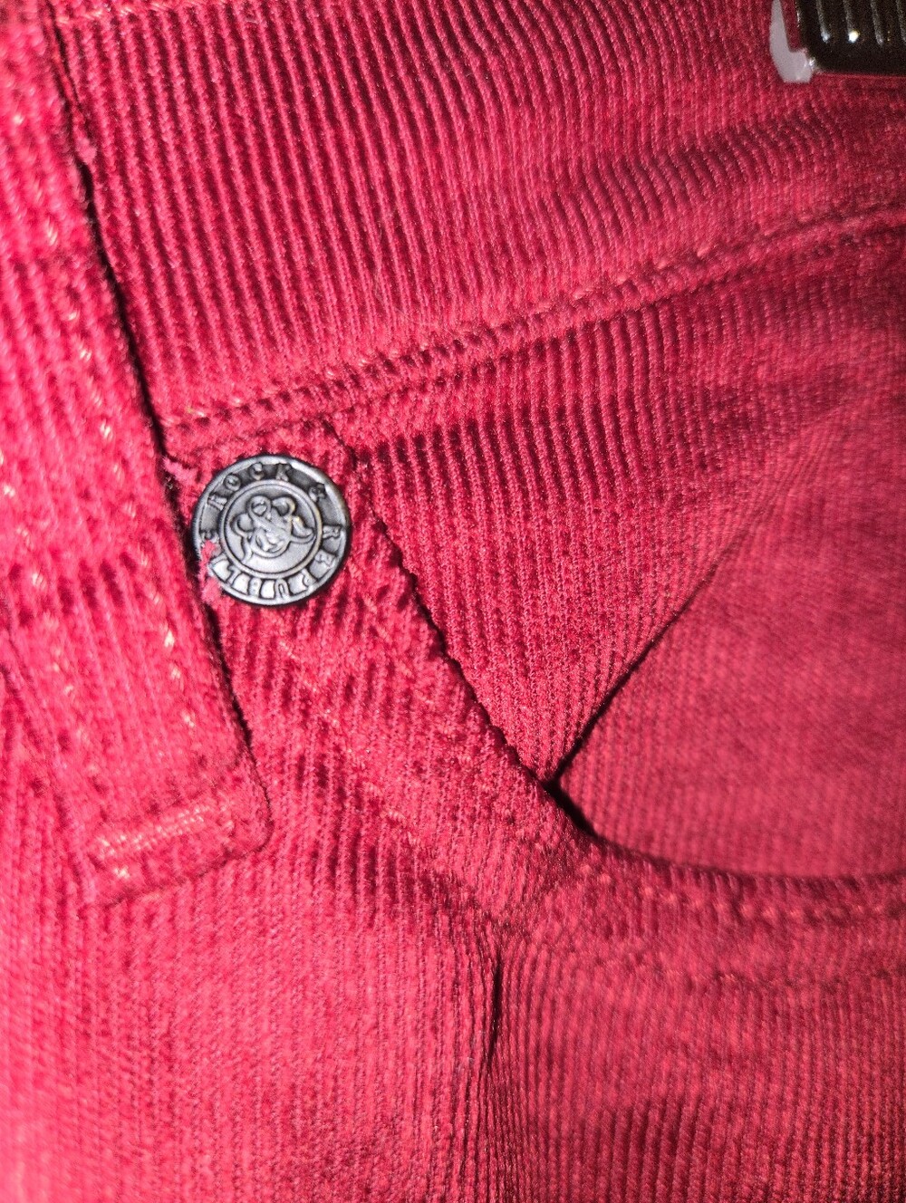 Rock & Republic Burgundy Red Corduroy Low Rise Skinny Pants Size 4 Soft Ribbed - Picture 6 of 12